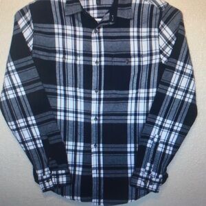 Men's Black and White Plaid Shirt
